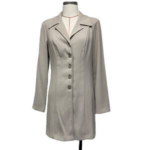 Vintage Steps Womens Size L Grey Button Up Long Blazer